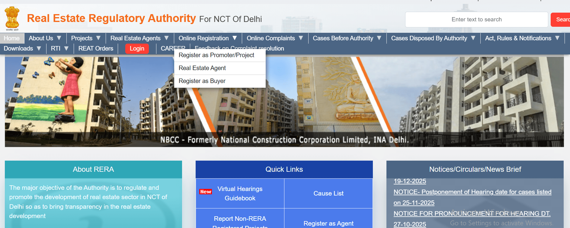 RERA Delhi: Registration Process, Project Search & Complaint Filing Guide 2 RERA Delhi website @rera.delhi.gov.in